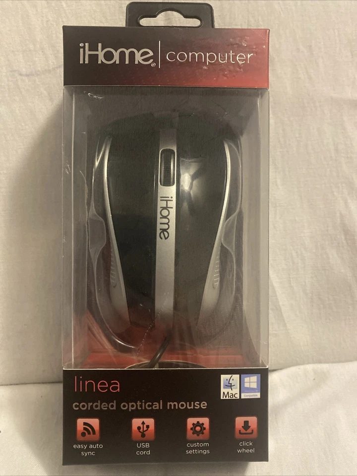 iHome Computer Classic USB Corded Optical Mouse Black IH-M600B for Mac/PC, Box 2 - Image 1 of 4