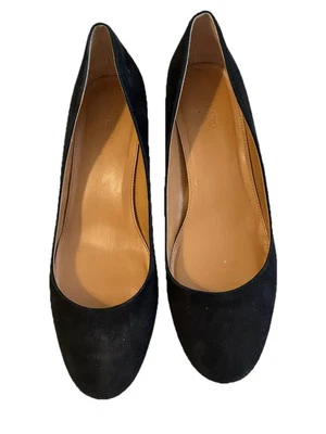 Zapatos de salón J Crew de terciopelo negro con tacón ancho 9,5 M usados en excelente estado Foto 1 de 4