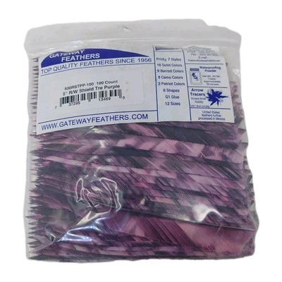 Paquete de 100 plumas Gateway 5" ala derecha: escudo camuflaje árbol púrpura 500RSTPP-100 Foto 1 de 3