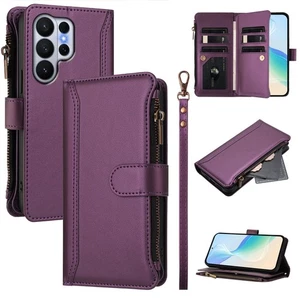 For Motorola Infinix Zipper 9Card Leather Wallet Case Bag Flip Stand Phone Cover - Picture 1 of 24
