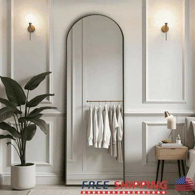 Arched Full Length Mirror Floor Standing HD Glass Aluminum Alloy Adjustable New - Image 1 of 4