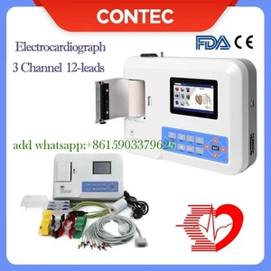ECG300G CONTEC Digital 3-channel 12-lead ECG EKG Machine,USB, software,Printer - Picture 1 of 15