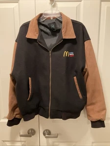 Vintage i/d Brand Wool/Leather Bomber Jacket McDonalds Logo Canada Size LG EX+ - Picture 1 of 4