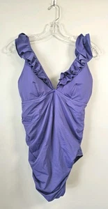 Traje de baño The GAP Maternity para mujer talla grande con volantes cuello en V púrpura lavanda - Imagen 1 de 8
