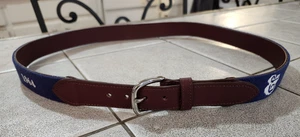 Brewster Belt Co. 1964 & cintura da uomo in pelle a punta di ago blu taglia 41 34 - Foto 1 di 9