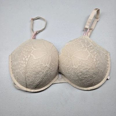 Victoria's Secret Women Bra 36DDD Beige Floral Push Up Underwired Lace Bow - Image 1 of 4