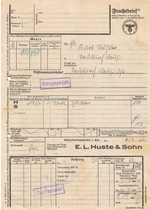 Lettera di vettura Reichsbahn 1941 Bischofswerda Sassonia per Neukirch Ost Zucker - Foto 1 di 2
