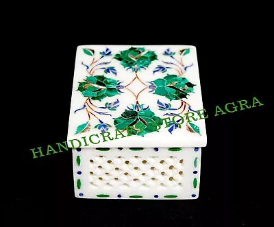 Мрамор ювелирных изделий шкатулка ручной работы полудрагоценные камни цветочная инкрустация работа художественный декор - Изображение 1 из 4