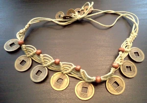VINTAGE *RARE* GORGEOUS ASIAN MONEY COIN CHARM 16 INCH NECKLACE!! - Picture 1 of 1