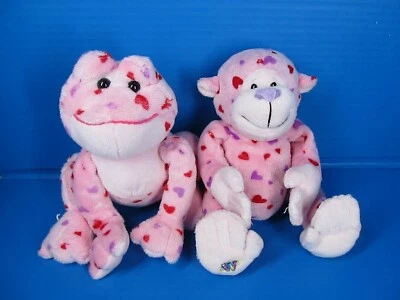 Ganz Webkinz Lot of 2 Love Monkey HM343 & Love Frog HM144 No Codes - Image 1 of 4