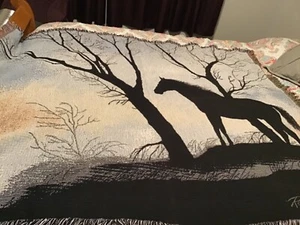 Mysterious Horse The Rug Barn 53" x 65” Throw Weave Blanket - Picture 1 of 5