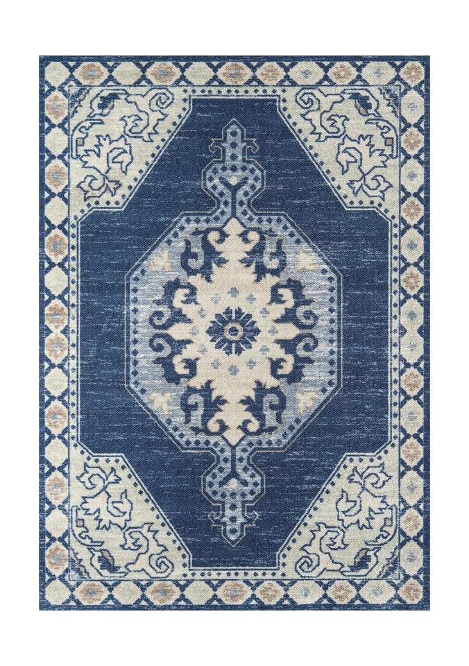 Momeni Anatolia 羊毛和尼龙小地毯,7 英尺 9 英寸 X 9 英尺 10 英寸,海军蓝 7 英尺 9 英寸 X 9 英尺 10 — 第 1/4 张图片