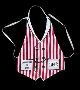 Vintage University Of Massachusetts 1942 Red White Candy Striped Bar Apron Vest - Picture 1 of 9