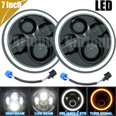 Pair 7inch H6024 LED Headlights For 90-97 Mazda NA Miata MX5 MX-5 Halo Angel Eye - Imagem 1 de 4