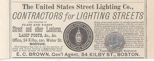 1879 E C MARRONE Boston Massachusetts AD Stati Uniti Street Lighting Company ADV - Foto 1 di 1