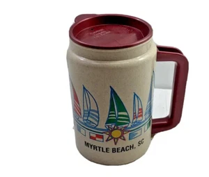 Vtg South Carolina SC Myrtle Beach Whirley sailboat Travel Mug lid collect pics - Picture 1 of 8