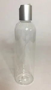 Leere 250 ml Kunststoff klar große Boston Flasche & matt silber Scheibendeckel JEDE MENGE - Bild 1 von 3