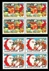 ES-14811 Finland Stamp 827-8 MNH Cat $3.40 Christmas Topical BLOCKS $14.50 - Picture 1 of 1