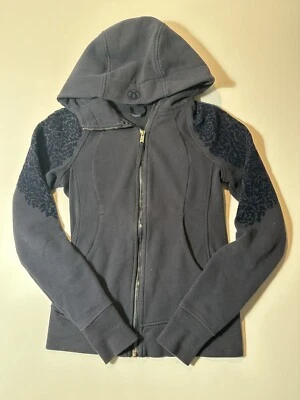 Sudadera con Capucha de Buceo Lululemon Cremallera Completa (Hombro Floral Terciopelo) Azul Marino Talla 2 Foto 1 de 4