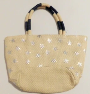 Cartera pequeña de paja, estrellas plateadas, objetivo - Imagen 1 de 2