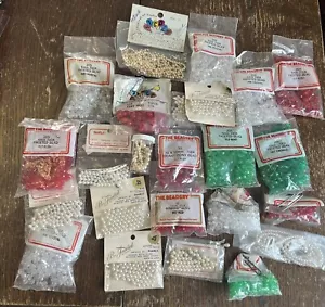 Big Vintage Collection Faux Pearl & Lucite Bead Packs Lot Green Red Clear Pearl - Picture 1 of 7
