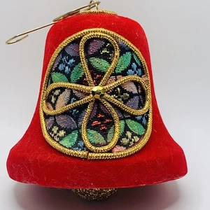 Campana rossa floccata MCM vintage decorazione natalizia retrò - Foto 1 di 9