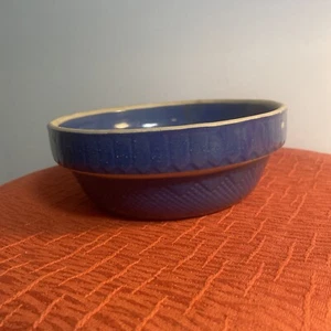 Vintige Blue Glaze Stoneware Mixing Bowl 7" Across Unmarked Beautiful Blue - Picture 1 of 6