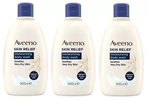3 x Aveeno Skin Relief Moisturising Body Wash 500ml Soothes Very Dry Skin - Picture 1 of 1