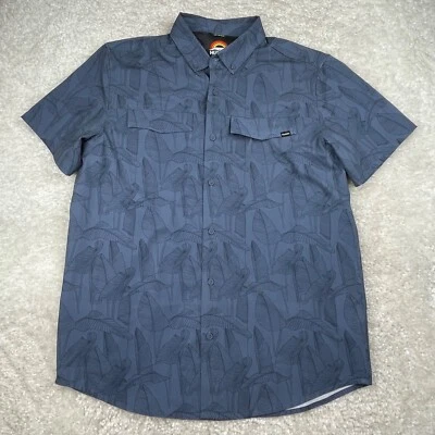 Hurley Shirt Mens Medium Blue Button Down Short Sleeve Performance Stretchy - Image 1 of 4