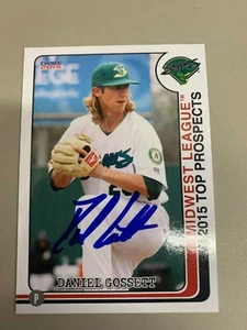 Daniel Gossett 2015 Midwest League Top Prospect Signed Card - Picture 1 of 1