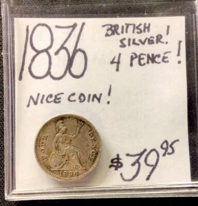 1836 British Silver! 4 Pence! Nice Coin! ENN Coins - Picture 1 of 3