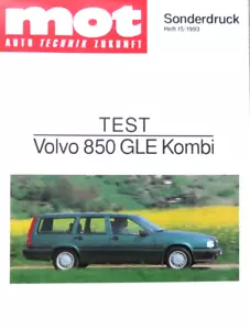 Volvo 850 GLE Test mot Sonderdruck Prospekt Brochure von 15/1993 - Bild 1 von 1