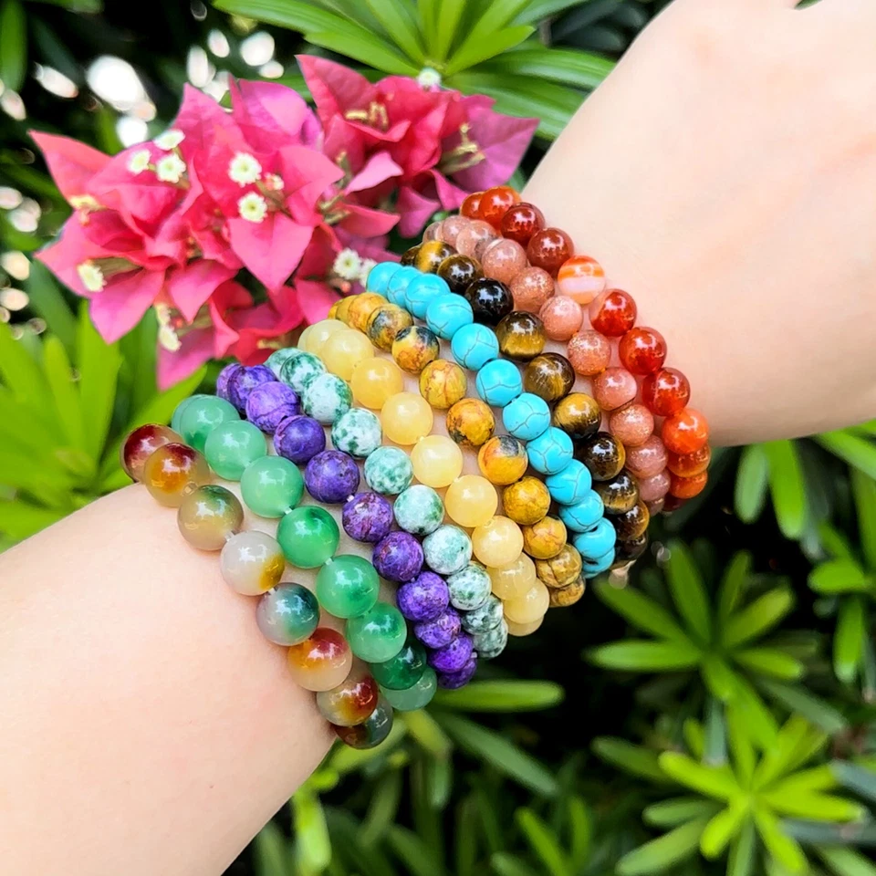 8mm Stretchy Crystal Bracelets Assorted Natural Gemstone Beads Healing Reiki - Image 1 of 1
