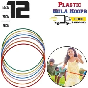 12pk Large Multi Hula Hoops Children's Fitness Exercise Adult Plastic Hoola Hoop - Picture 1 of 10