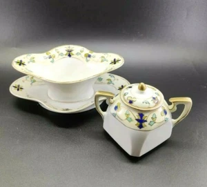Nippon Blueberry Green Leaves Lot Of Dishes Gravy Boat Sugar Bowl - Picture 1 of 11
