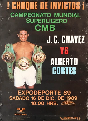 Original Vintage Julio Cesar Chavez v Alberto Cortes Boxing On-Site Fight Poster Cover