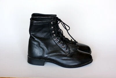 Bota curta feminina J Chisholm couro preto franja tamanho 6.5 - Imagem 1 de 4