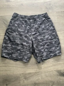 Pantalones Cortos Lululemon Para Hombre Negro Gris Camuflados 7" Sin Forro Rompe el Ritmo Talla L Grande - Imagen 1 de 10