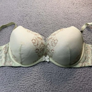Ambrielle Bra 36DDD Plunge Push-Up Mint Green Super Sexy Floral Lace - Picture 1 of 13