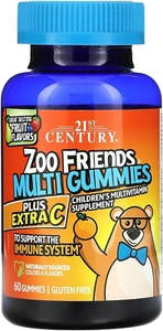Zoo Friends Multi Gummies plus Extra C, Orange, Lemon and Cherry, 60 Count - Picture 1 of 2