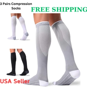 NEW 3 Pairs Compression Socks Women & Men, Heal Muscles & Blood Flow (Small-Med) - Picture 1 of 6