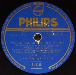 AMERICAN 78 rpm RECORD Philips + Sleeve BILL KILIMA Singing Cowboys COUNTRY - Imagen 1 de 2