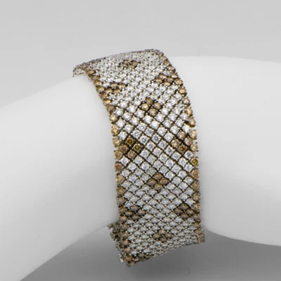 Brazalete de malla de diamantes de múltiples piedras 624, champán fino y diamante blanco 27,81 CTW Foto 1 de 4