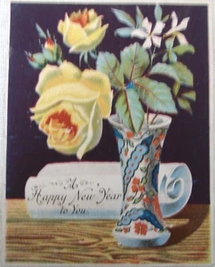 Antique Victorian Happy New Year Greetings Card Dated 1877 - Picture 1 of 2