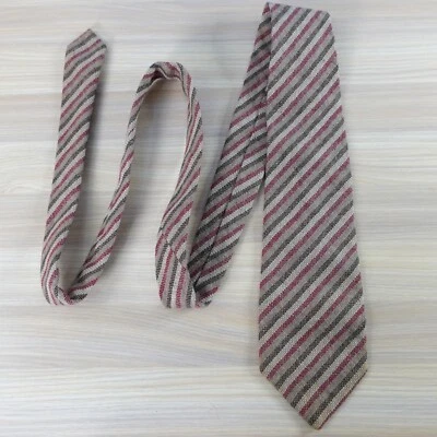 Neck Tie Mens Brown Striped Wool Suit Vintage Classic Necktie SANTOS NASCIMENTO - Image 1 of 4