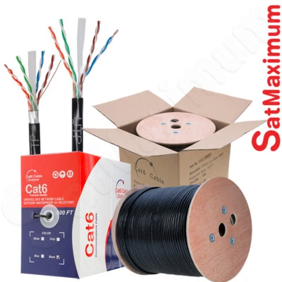 OUTDOOR Cat6 Cable CCA 1000ft Direct Burial Ethernet 23AWG 500ft Solid Conductor - Image 1 of 4