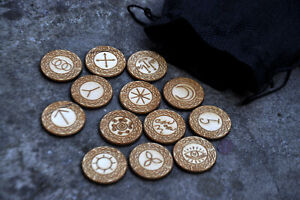13 Witch Runes. Rune set in pouch. Wooden runes. Runes for divination 