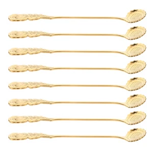 8 Pcs Würze Kaffeelöffel Aus Edelstahl Mit Blumenmuster Dessertlöffel - Bild 1 von 11