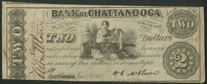 U.S.A. - Tennessee, Bank of Chattanooga, 2 dollars, Jan 4th 1863, GF - Picture 1 of 2
