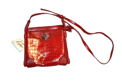 Bolsa de fabricação de couro Texas vermelha tiracolo alça de ombro quadrada 9x8x1 nova com etiquetas - Imagem 1 de 3